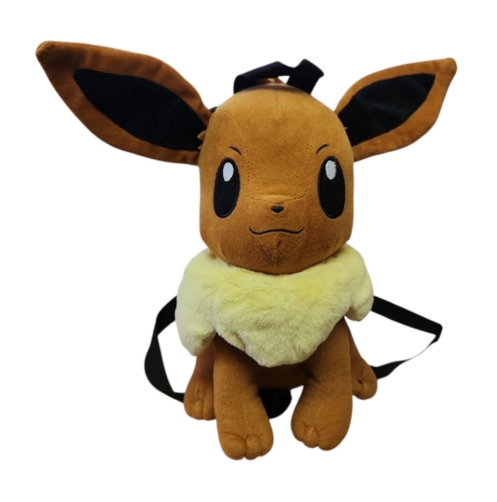Pokemon Plush 12" Backpack Eevee Doll Bag Stuffed Toy Fluffy Zipper Pouch